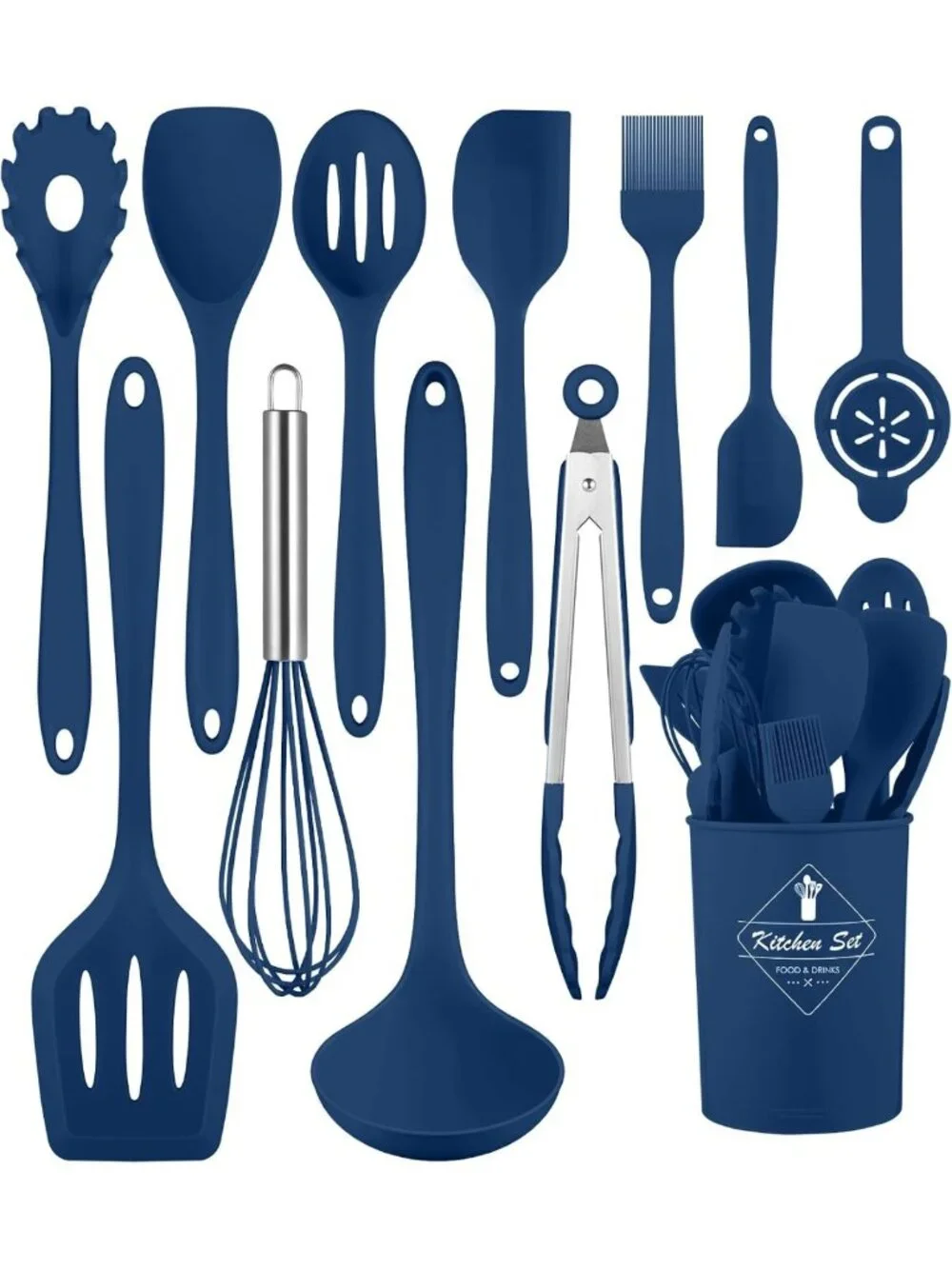 12-Piece Silicone Kitchen Utensils Set - Heat-Resistant, Non-Stick Cooking Tools